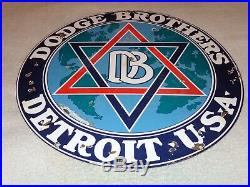 Vintage Dodge Brothers Cars Trucks Detroit 18 Porcelain Metal Gasoline Oil Sign