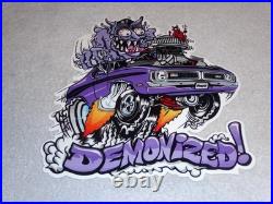 Vintage Dodge Demon Sports Car Monster Mopar 12 Metal Devil, Gasoline Oil Sign
