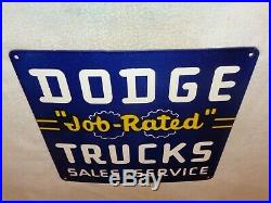 Vintage Dodge Job Rated Trucks 18 Porcelain Metal Sales & Service Gas Oil Sign