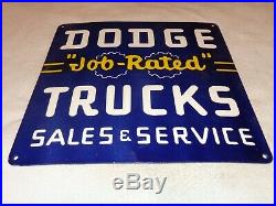 Vintage Dodge Job Rated Trucks 18 Porcelain Metal Sales & Service Gas Oil Sign