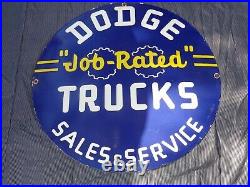 Vintage Dodge Job Rated Trucks Service 30 Porcelain Metal Car Gasoline Oil Sign