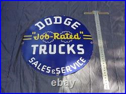 Vintage Dodge Job Rated Trucks Service 30 Porcelain Metal Car Gasoline Oil Sign