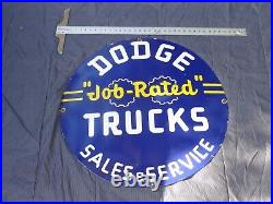 Vintage Dodge Job Rated Trucks Service 30 Porcelain Metal Car Gasoline Oil Sign