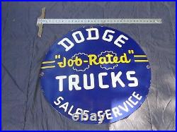 Vintage Dodge Job Rated Trucks Service 30 Porcelain Metal Car Gasoline Oil Sign