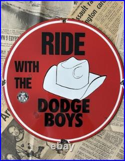 Vintage Dodge Motor Vehicles Gas Oil Auto Shop 12 Inch Porcelain Enamel Sign