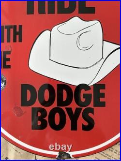 Vintage Dodge Motor Vehicles Gas Oil Auto Shop 12 Inch Porcelain Enamel Sign