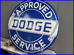 Vintage Dodge Porcelain Sign 30 Large Car Truck Dealer Detroit Gas & Oil Diesel