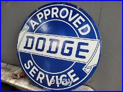 Vintage Dodge Porcelain Sign 30 Large Car Truck Dealer Detroit Gas & Oil Diesel
