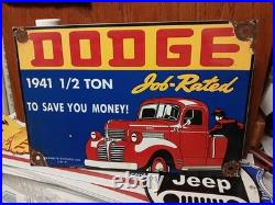 Vintage Dodge Porcelain Sign Dealer Sales Veribrite Chicago Car Truck Garage