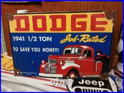Vintage Dodge Porcelain Sign Dealer Sales Veribrite Chicago Car Truck Garage