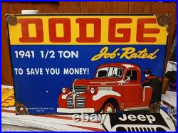 Vintage Dodge Porcelain Sign Dealer Sales Veribrite Chicago Car Truck Garage