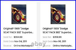 Vintage Dodge Scat Pack Super Bee 1' Enamel Metal Dealer Truck Gasoline Oil Sign