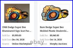 Vintage Dodge Scat Pack Super Bee 1' Enamel Metal Dealer Truck Gasoline Oil Sign