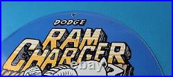 Vintage Dodge Sign Ram Charger Porcelain Auto Gas Pump Sign