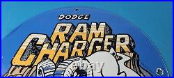 Vintage Dodge Sign Ram Charger Porcelain Auto Gas Pump Sign