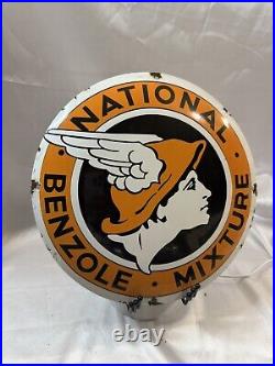 Vintage Domed 12 National Porcelain Sign Car Gas Oil