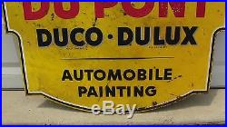 Vintage Du Pont Duco Dulux Automobile Paint Steel Double Sided Sign