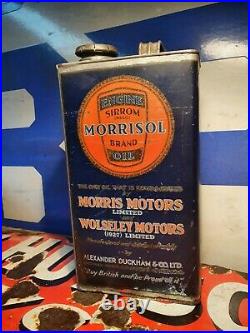 Vintage Duckhams Morrisol Motor Oil 1 Gallon Can / Tin Rare Early Automobilia
