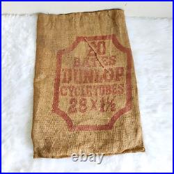 Vintage Dunlop Cycle Tubes Automobile Advertising Jute Bag Rare Collectible CL89