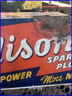 Vintage EDISON SPARK PLUGS Tin Embossed Sign Original Rare Auto Gas Oil