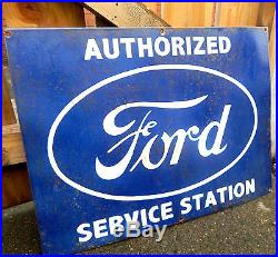 Vintage ENAMEL Ford Service Station SIGN ADVERTISING Motor CAR GARAGE ANTIQUE