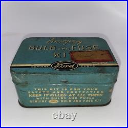 Vintage Early Ford Original Emergency Spare Bulb and Fuse Kit Tin Box With Bulbs
