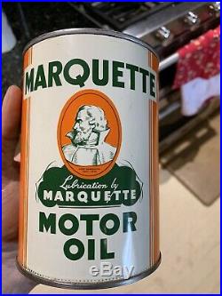Vintage Early Rare Marquette Motor Auto Car Truck Oil Quart Can