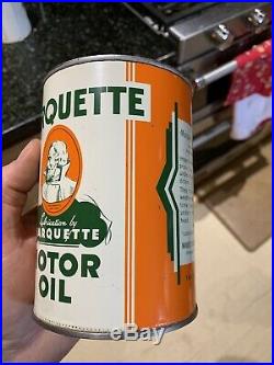 Vintage Early Rare Marquette Motor Auto Car Truck Oil Quart Can