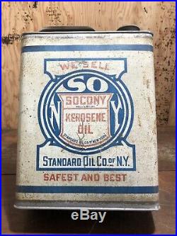 Vintage Early Socony Kerosene Tin Oil One 1 Gallon Can Car Garage Gal Quart Half