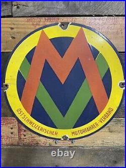 Vintage Eastern Swiss Motorist Association Porcelain Sign Automobile Motorcycle