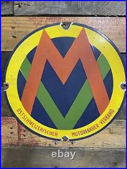 Vintage Eastern Swiss Motorist Association Porcelain Sign Automobile Motorcycle