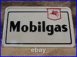 Vintage Embossed Mobilgas Motor Oil Company Sign Antique Old Gas Auto 9351