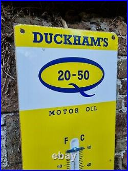 Vintage Enamel Advertising Sign DUCKHAMS THERMOMETER Automobilia Motoring Oil