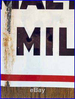 Vintage Enamel Porcelain Soda Fountain Grocery Store Malted Milk Metal Sign
