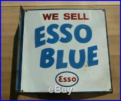 Vintage Esso Blue Double Sided Enamel Sign
