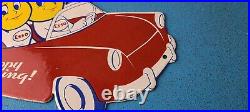 Vintage Esso Gasoline Oil Drop Boy Girl Porcelain Gas Automobile Pump Plate Sign