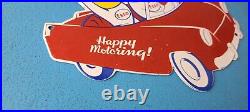 Vintage Esso Gasoline Oil Drop Boy Girl Porcelain Gas Automobile Pump Plate Sign