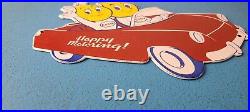 Vintage Esso Gasoline Oil Drop Boy Girl Porcelain Gas Automobile Pump Plate Sign