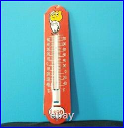 Vintage Esso Gasoline Porcelain Gas Auto Oil Drop Sales Ad Sign On Thermometer