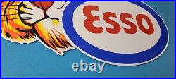 Vintage Esso Gasoline Porcelain Sign Gas Service Station Auto Tiger Tank Sign