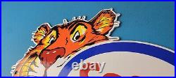 Vintage Esso Gasoline Porcelain Sign Gas Service Station Auto Tiger Tank Sign