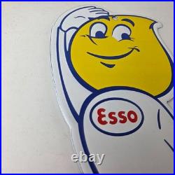 Vintage Esso Gasoline Porcelain Sign Oil Drop Gas Service Station Auto Sign