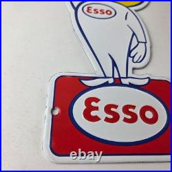 Vintage Esso Gasoline Porcelain Sign Oil Drop Gas Service Station Auto Sign