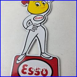 Vintage Esso Gasoline Porcelain Sign Oil Drop Girl Service Station Auto Sign