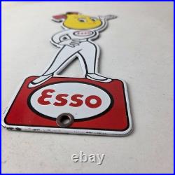 Vintage Esso Gasoline Porcelain Sign Oil Drop Girl Service Station Auto Sign