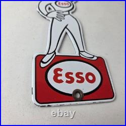 Vintage Esso Gasoline Porcelain Sign Oil Drop Girl Service Station Auto Sign