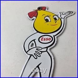 Vintage Esso Gasoline Porcelain Sign Oil Drop Girl Service Station Auto Sign