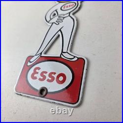 Vintage Esso Gasoline Porcelain Sign Oil Drop Girl Service Station Auto Sign