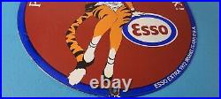 Vintage Esso Gasoline Porcelain Tiger Gas Service Station Auto Tank Sign