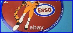 Vintage Esso Gasoline Porcelain Tiger Gas Service Station Auto Tank Sign